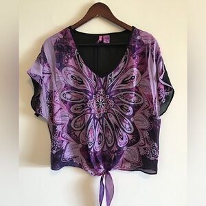 Sami and Jo Embellished Purple Blouse